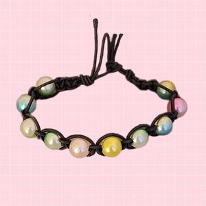 Rainbow Beaded Macrame Bracelet